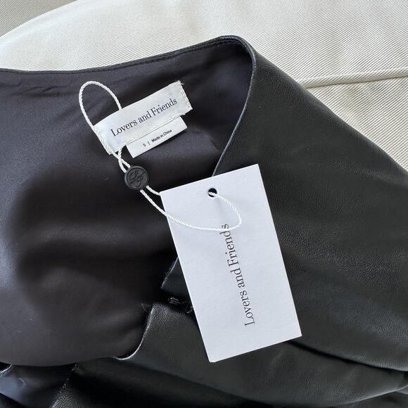 Lovers and Friends Romper Small Black Faux Leather Taina One Shoulder Mini Party - Picture 6 of 8